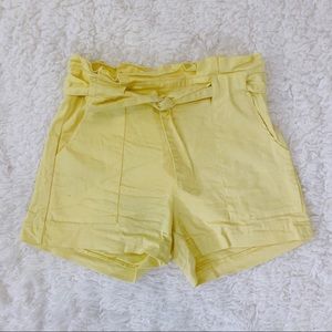 AKIRA Yellow High Waisted Curvy Shorts with Belt